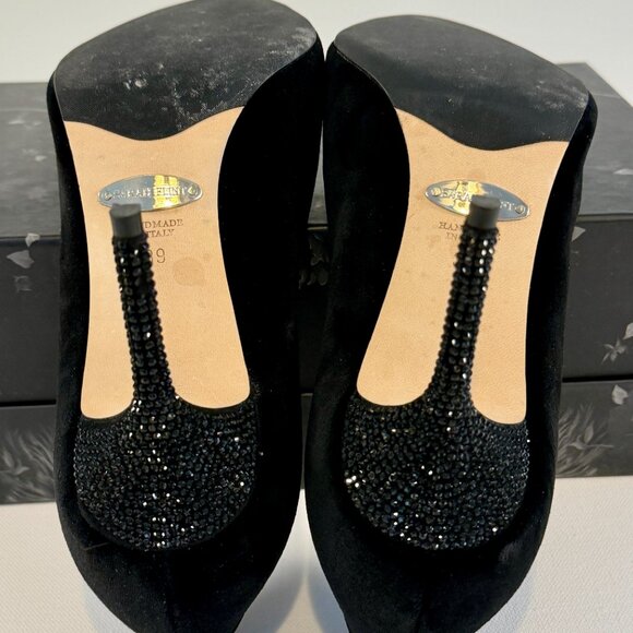 Sarah Flint Suede Perfect Pump 85mm with Crystal Toe and Heel Detail - Picture 12 of 15